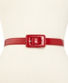 Take a shine to this glossy faux-leather skinny belt from the always-chic Style&co. Take a shine to this glossy faux-leather skinny belt from the always-chic Style&co.
