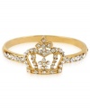 Rise to the throne with this regal hinge bangle bracelet from Betsey Johnson. A crown design is prettied up with crystal accents. Includes signature gift box (4 diameter). Crafted in antique gold tone mixed metal. Approximate diameter: 2-1/3 inches.