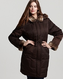 This anything-but-basic Portrait puffer coat boasts opulent faux-fur accents for a lavish take on the winter essential. This anything-but-basic Portrait puffer coat boasts opulent faux-fur accents for a lavish take on the winter essential.