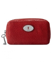 Jewel rules. Keep your tiny treasures perfectly in place with this travel-ready jewelry case from Fossil. Crafted from chic snakeskin-embossed leather with plenty of compartments, it's ideally sized to tuck into any overnight bag. Jewel rules. Keep your tiny treasures perfectly in place with this travel-ready jewelry case from Fossil. Crafted from chic snakeskin-embossed leather with plenty of compartments, it's ideally sized to tuck into any overnight bag.