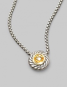 From the Color Classic Collection. A swirled sterling silver cookie pendant, with a faceted center of glowing citrine, on a bold box chain. Citrine Sterling silver Chain length, about 16 Pendant diameter, about ½ Lobster clasp Imported From the Color Classic Collection. A swirled sterling silver cookie pendant, with a faceted center of glowing citrine, on a bold box chain. Citrine Sterling silver Chain length, about 16 Pendant diameter, about ½ Lobster clasp Imported