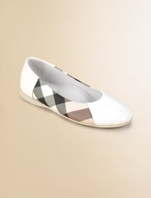 A cozy pair of patent leather flats get a fancy update with the requisite check pattern.Slip-on50% leather/50% PVC upperLeather liningRubber solePadded insoleImported A cozy pair of patent leather flats get a fancy update with the requisite check pattern.Slip-on50% leather/50% PVC upperLeather liningRubber solePadded insoleImported
