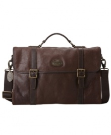 Easily store and transport those important papers and projects with this leather Fossil Portfolio Brief bag. Easily store and transport those important papers and projects with this leather Fossil Portfolio Brief bag.