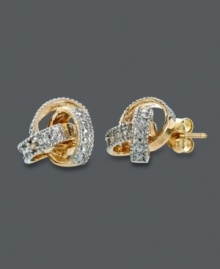 Symbolically stylish. These intricately-knotted studs by Victoria Townsend shine with the addition of sparkling diamond accents. Crafted in 18k gold over sterling silver. Approximate diameter: 3/8 inch.