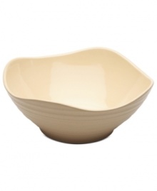 With the look of hand-thrown pottery in hard-wearing stoneware, the Swirl square soup bowl from Mikasa enhances casual meals with fuss-free elegance. A matte finish with glazed accents adds stylish distinction to a serene tan hue. With the look of hand-thrown pottery in hard-wearing stoneware, the Swirl square soup bowl from Mikasa enhances casual meals with fuss-free elegance. A matte finish with glazed accents adds stylish distinction to a serene tan hue.