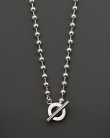 A bold toggle finishes this gleaming sterling silver necklace. A bold toggle finishes this gleaming sterling silver necklace.