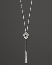 Gucci's signature heart adorns this sterling silver lariat necklace with logo-stamped tag.