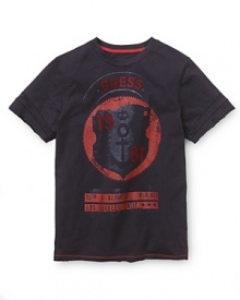 Rock n' roll style is here to stay with this vintage-inspired GUESS Kids printed logo tee. Rock n' roll style is here to stay with this vintage-inspired GUESS Kids printed logo tee.