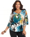 Amp up your allure with Style&co.'s printed plus size top, featuring a keyhole neckline.