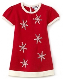 With sequins, bead details and hand stitched snowflakes, this splendid Hartstrings sweater dress is the perfect thing for your little holiday helper. With sequins, bead details and hand stitched snowflakes, this splendid Hartstrings sweater dress is the perfect thing for your little holiday helper.