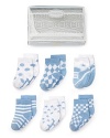 Let the little one's feet be the star of the show with these eye-catching socks woven from organic cotton. Comes with six different patterns, packaged in a gift-ready box.