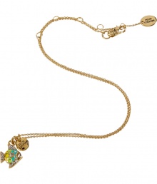 Inject stylish whimsy to any look with this chic and versatile necklace from Juicy Couture - Crystal embellished tropical fish charm with logo detail on an adjustable gold-tone chain - Perfect for casual off-duty glam or early evening cocktails Inject stylish whimsy to any look with this chic and versatile necklace from Juicy Couture - Crystal embellished tropical fish charm with logo detail on an adjustable gold-tone chain - Perfect for casual off-duty glam or early evening cocktails