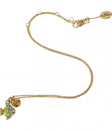 Inject stylish whimsy to any look with this chic and versatile necklace from Juicy Couture - Crystal embellished tropical fish charm with logo detail on an adjustable gold-tone chain - Perfect for casual off-duty glam or early evening cocktails