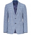 Sharpen up your warm weather looks with Etros paisley-lined plaid cotton blazer - Notched lapels, two-button closure, flap pockets at waist, dual back vent, paisley lining - Slim fit - Style with tailored trousers, a crisp button-down and loafers