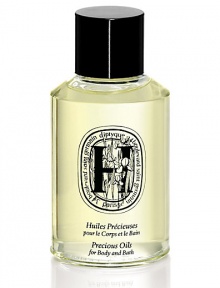 A medley of refined, organic oils: sweet almond oil to soothe, argan oil to nourish, and macadamia nut oil to soften. A few drops will suffice to thoroughly nourish and adorn the skin with a noble radiance. In the bath, a single dose transforms the water into an incomparable emollient to protect the skin.Does not contain parabens, synthetic coloring agents or sulfates. Glass jar with black Bakelite cap. 4.25 oz. A medley of refined, organic oils: sweet almond oil to soothe, argan oil to nourish, and macadamia nut oil to soften. A few drops will suffice to thoroughly nourish and adorn the skin with a noble radiance. In the bath, a single dose transforms the water into an incomparable emollient to protect the skin.Does not contain parabens, synthetic coloring agents or sulfates. Glass jar with black Bakelite cap. 4.25 oz.