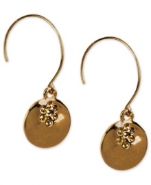 Sweet sparkle, by Jones New York. These lovely drop earrings glisten with glass stones for illuminating style. Crafted in worn gold tone mixed metal. Approximate drop: 1/2 inch.