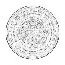 This clear glass plate has recently been reissued by the well-known Finnish design house Iittala. Designed in 1964 by Oiva Toikka, it features concentric circles of glass dewdrops for a look that's both lovely and dazzling. It's an excellent dish for hosting a special event. This clear glass plate has recently been reissued by the well-known Finnish design house Iittala. Designed in 1964 by Oiva Toikka, it features concentric circles of glass dewdrops for a look that's both lovely and dazzling. It's an excellent dish for hosting a special event.