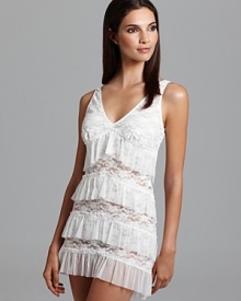 Whipped cream describes perfectly In Bloom's lace chemise, with tiers of ruffles and frills.