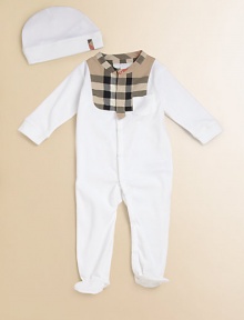 Crafted in plush cotton, baby's first gift set is stylish and sweet with classic check trim on the footie and hat.CrewneckLong sleevesSnap frontPatch pocketBottom snapsCottonMachine washImported Please note: Number of snaps may vary depending on size ordered. Crafted in plush cotton, baby's first gift set is stylish and sweet with classic check trim on the footie and hat.CrewneckLong sleevesSnap frontPatch pocketBottom snapsCottonMachine washImported Please note: Number of snaps may vary depending on size ordered.