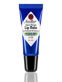 Not just any lip balm. Field-tested by hundreds of guys in extreme conditions, this is the go-to formula for maximum help in healing dry, cracked, chapped lips. Superior skin conditioners--Shea Butter and Avocado Oil--penetrate to immediately soothe and relieve. SPF 25 provides superior protection against sunburn, windburn and temperature extremes. Natural mint helps freshen breath while Green Tea soothes chapped lips. 0.25 oz. Not just any lip balm. Field-tested by hundreds of guys in extreme conditions, this is the go-to formula for maximum help in healing dry, cracked, chapped lips. Superior skin conditioners--Shea Butter and Avocado Oil--penetrate to immediately soothe and relieve. SPF 25 provides superior protection against sunburn, windburn and temperature extremes. Natural mint helps freshen breath while Green Tea soothes chapped lips. 0.25 oz.