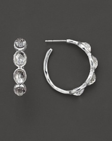 From the Silver collection, four-clear quartz cameo stones on sterling silver hoops. Designed by Ippolita. From the Silver collection, four-clear quartz cameo stones on sterling silver hoops. Designed by Ippolita.