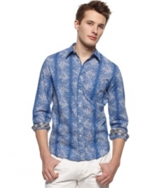 Play up seasonal patterns with this paisley woven shirt from Vintage Red.