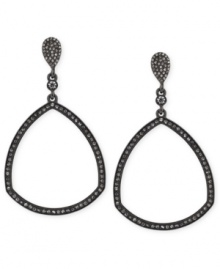 Shapely and stylish. This pair of drop earrings from Vince Camuto is crafted from hematite-tone mixed metal with glass crystal pave accents adding a sparkling touch. Approximate drop: 2-1/2 inches.