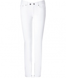 With their super soft thin wale and bright white coloring, Rachel Zoes skinny cords are a contemporary cool choice destined to be your favorite stylish staple - Classic five-pocket style, zip fly, button closure, gunmetal-toned hardware, inside ankle zips, belt loops - Form-fitting - Wear with everything from blazers and heels to chunky knit tops and fashion sneakers