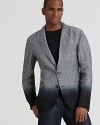 An allover linen jacket is dipped in dye for an alluring ombré effect that will be the toast of the party.