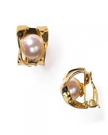 Slip on Majorica's classic glamour with these über feminine man-made pearl earrings framed in goldplate.