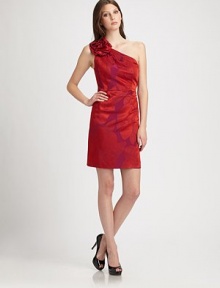 Luxe floral jacquard, in an asymmetrical style accented with a matching rosette.Asymmetrical necklineAttached rosetteBack ventConcealed back zipFully linedAbout 24 from natural waist59% viscose/41% acetateDry cleanMade in Italy of imported fabricModel shown is 5'10½ (179cm) wearing US size 4. Luxe floral jacquard, in an asymmetrical style accented with a matching rosette.Asymmetrical necklineAttached rosetteBack ventConcealed back zipFully linedAbout 24 from natural waist59% viscose/41% acetateDry cleanMade in Italy of imported fabricModel shown is 5'10½ (179cm) wearing US size 4.
