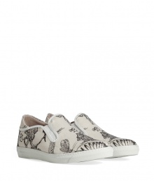 Inject effortless edge into every outfit with McQ Alexander McQueens printed canvas slip-ons, a uniquely cool choice for dressing up or down - Round toe, black printed cream canvas uppers, logo on outside of heel, white elastic inserts and trim, white rubber sole, slips on - Wear with slim fit trousers, a graphic tee and hoodie, or as a sartorial finish to summer suits Inject effortless edge into every outfit with McQ Alexander McQueens printed canvas slip-ons, a uniquely cool choice for dressing up or down - Round toe, black printed cream canvas uppers, logo on outside of heel, white elastic inserts and trim, white rubber sole, slips on - Wear with slim fit trousers, a graphic tee and hoodie, or as a sartorial finish to summer suits