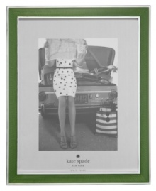 A textured green border makes the otherwise classic Chamber's Bay picture frame a standout in any room. With silver-plated trim for timeless polish, it's a keeper from kate spade new york. A textured green border makes the otherwise classic Chamber's Bay picture frame a standout in any room. With silver-plated trim for timeless polish, it's a keeper from kate spade new york.