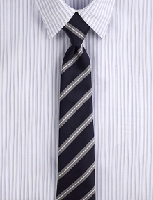 Trim stripes, pared in width to balance the cut of modern suits and jackets.Silk/cotton Dry clean Made in USA Trim stripes, pared in width to balance the cut of modern suits and jackets.Silk/cotton Dry clean Made in USA