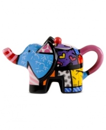 Larger than life, this mini Elephant teapot gets noticed with the vivid colors and bold patterns of Brazilian pop artist Romero Britto. Larger than life, this mini Elephant teapot gets noticed with the vivid colors and bold patterns of Brazilian pop artist Romero Britto.