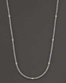 From the Lagos Caviar collection, sterling silver rope necklace with gold stations. Designed by Lagos.