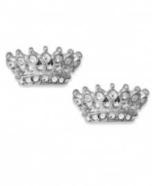 Give yourself the royal treatment with this pair of stud earrings from Juicy Couture. Crafted from silver-tone brass with glass accents and cubic zirconia, the earrings are a crowning achievement. Approximate drop: 2 inches Give yourself the royal treatment with this pair of stud earrings from Juicy Couture. Crafted from silver-tone brass with glass accents and cubic zirconia, the earrings are a crowning achievement. Approximate drop: 2 inches