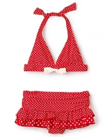 Juicy Couture Girls' Halter Top & Ruffle Bottom Swimsuit - Sizes 2-12 Juicy Couture Girls' Halter Top & Ruffle Bottom Swimsuit - Sizes 2-12