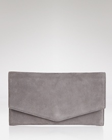 Cole Haan is ready for party time with this clutch. Crafted of suede leather in an palm-perfect shape, it's destined to be a desk-to-dinner favorite.