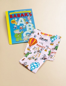 Put on her adorable matching pajamas and get set to join Babar and the residents of Celesteville as they present the letters of the alphabet.Scalloped crewneckLong sleevesPullover styleElastic waistbandCottonMachine washMade in USAHardcover book is included, 32 pages Put on her adorable matching pajamas and get set to join Babar and the residents of Celesteville as they present the letters of the alphabet.Scalloped crewneckLong sleevesPullover styleElastic waistbandCottonMachine washMade in USAHardcover book is included, 32 pages