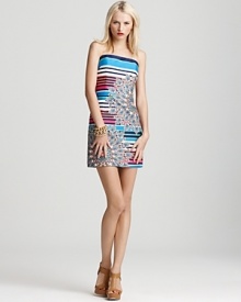 Laundry by Shelli Segal Dress - Stripe Floral Strapless Dress