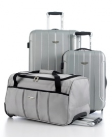 Hardside protection for easy travel. The dependable features that truly count are all packed in-two durable uprights expand for greater packing capacity and roll with the punches on easy-glide wheels guided by a retractable handle system. The rolling duffel makes the perfect carry-on companion with comfort in any way you carry. 3-year warranty. Hardside protection for easy travel. The dependable features that truly count are all packed in-two durable uprights expand for greater packing capacity and roll with the punches on easy-glide wheels guided by a retractable handle system. The rolling duffel makes the perfect carry-on companion with comfort in any way you carry. 3-year warranty.