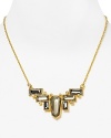 A bit vintage glamor, a bit statement piece, this gold-plated Alexis Bittar necklace styles your look Art Deco.