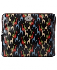 When it comes to transporting your tablet, go for something wild with this posh animal print design from Fossil. Durable coated canvas is dressed in a fun, care-free pattern and signature hardware with a sturdy zip-top closure, so your gadget stays perfectly in place when you're on-the-move. When it comes to transporting your tablet, go for something wild with this posh animal print design from Fossil. Durable coated canvas is dressed in a fun, care-free pattern and signature hardware with a sturdy zip-top closure, so your gadget stays perfectly in place when you're on-the-move.
