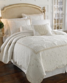 Featuring a scrolling leaf brocade in pearl with platinum embroidery over lush cotton quilting, this Opal Innocence quilted sham brings pure elegance to light spring and summer nights. Featuring a scrolling leaf brocade in pearl with platinum embroidery over lush cotton quilting, this Opal Innocence quilted sham brings pure elegance to light spring and summer nights.