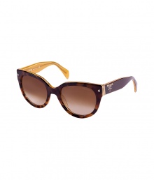 The perfect accessory for adding that cool vintage edge to your outfit, Pradas two-tone sunnies are a chic choice any way you wear them - Large round mock tortoise acetate frames with honey-colored reverse, gradient brown lenses, silver-toned insert and printed logo at temples - Lens filter category 2 - Comes with a logo embossed hard carrying case The perfect accessory for adding that cool vintage edge to your outfit, Pradas two-tone sunnies are a chic choice any way you wear them - Large round mock tortoise acetate frames with honey-colored reverse, gradient brown lenses, silver-toned insert and printed logo at temples - Lens filter category 2 - Comes with a logo embossed hard carrying case