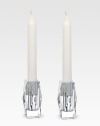 Stunning crystal candle holders are artisan-crafted in France to catch every candle's gentle flicker of light. From the Louxor Collection Set of 2 Fits standard taper candles Candle not included Hand wash 1¾W X 3¼H X 1¾D Made in France 