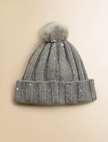 A true head-turner, this rib-knit hat is dotted with sparkly beads and topped with a fluffy pompom.Rib-knit construction Sparkly bead accentsTonal pompomPolyester/nylon/wool/angora/cashmereDry cleanImported A true head-turner, this rib-knit hat is dotted with sparkly beads and topped with a fluffy pompom.Rib-knit construction Sparkly bead accentsTonal pompomPolyester/nylon/wool/angora/cashmereDry cleanImported