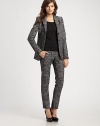 Traditional tweed style modernized by chic skinny-leg construction. Front tab closureZip flySlash pocketsBack besom pocketsInseam, about 3059% cotton/18% acrylic/18% viscose/5% polyamideDry cleanImported of Italian fabric