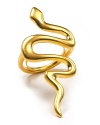 Pique animal instincts with this serpentine cocktail ring from Kenneth Jay Lane. In 22-karat gold with a sinuous design, this bauble puts a gleaming twist on every look.